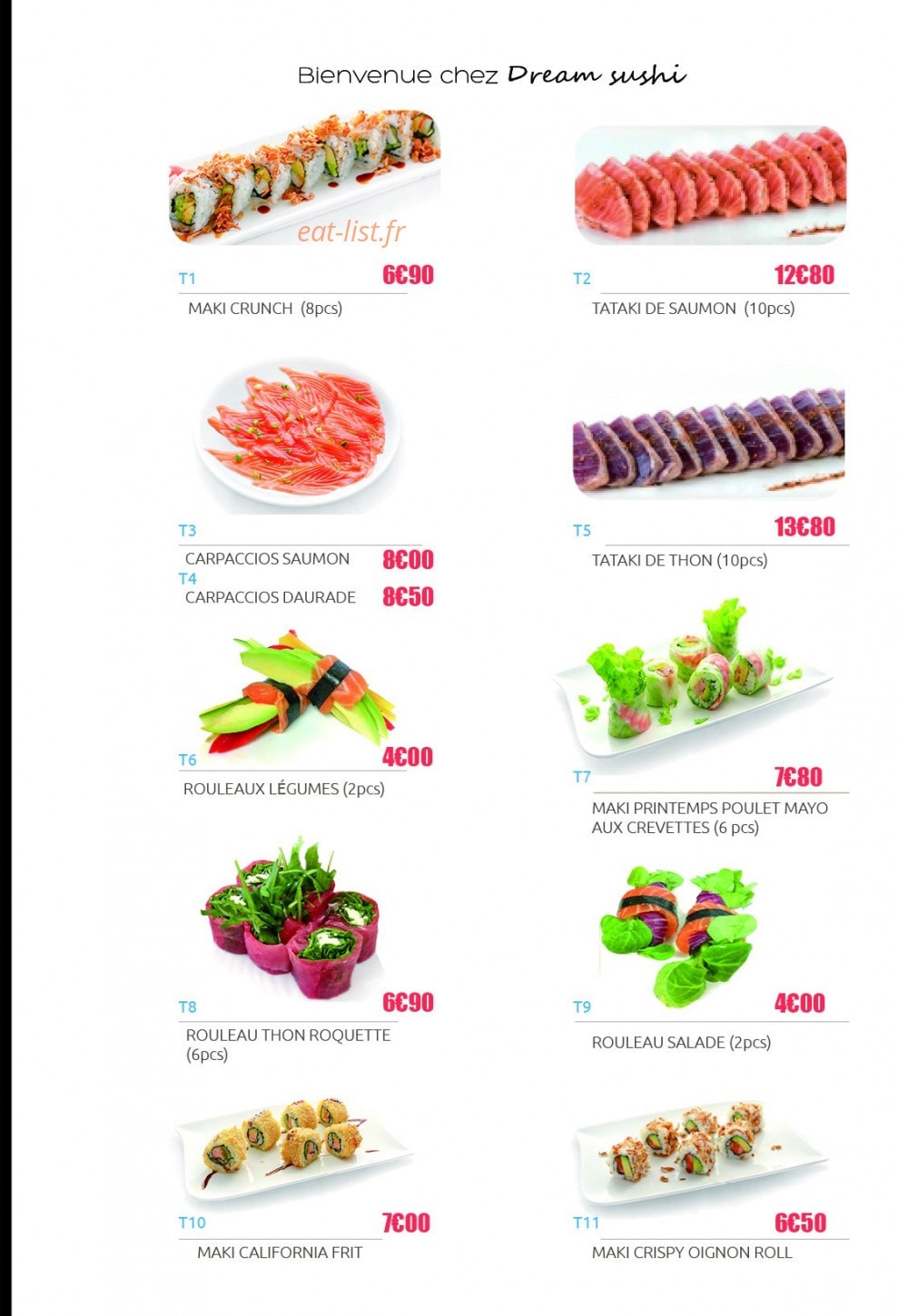 Dream sushi — carte page 2