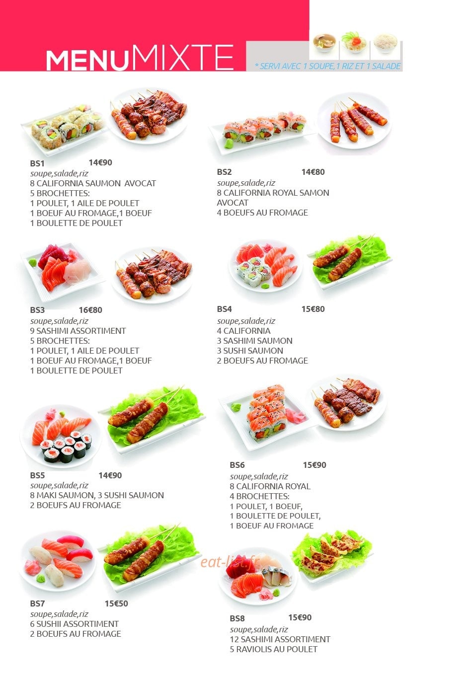 Dream sushi — carte page 1