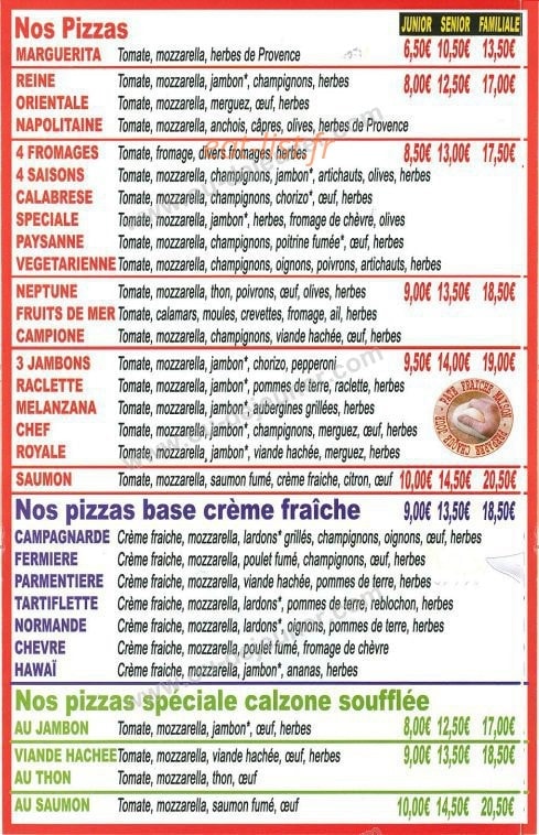 Pizza Presto — carte page 2