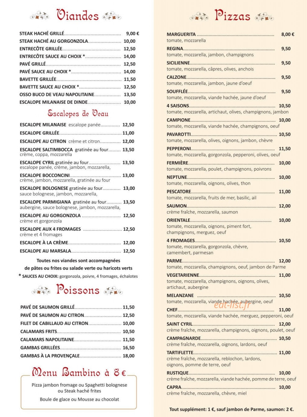 Pizzeria Saint Cyril — carte page 3