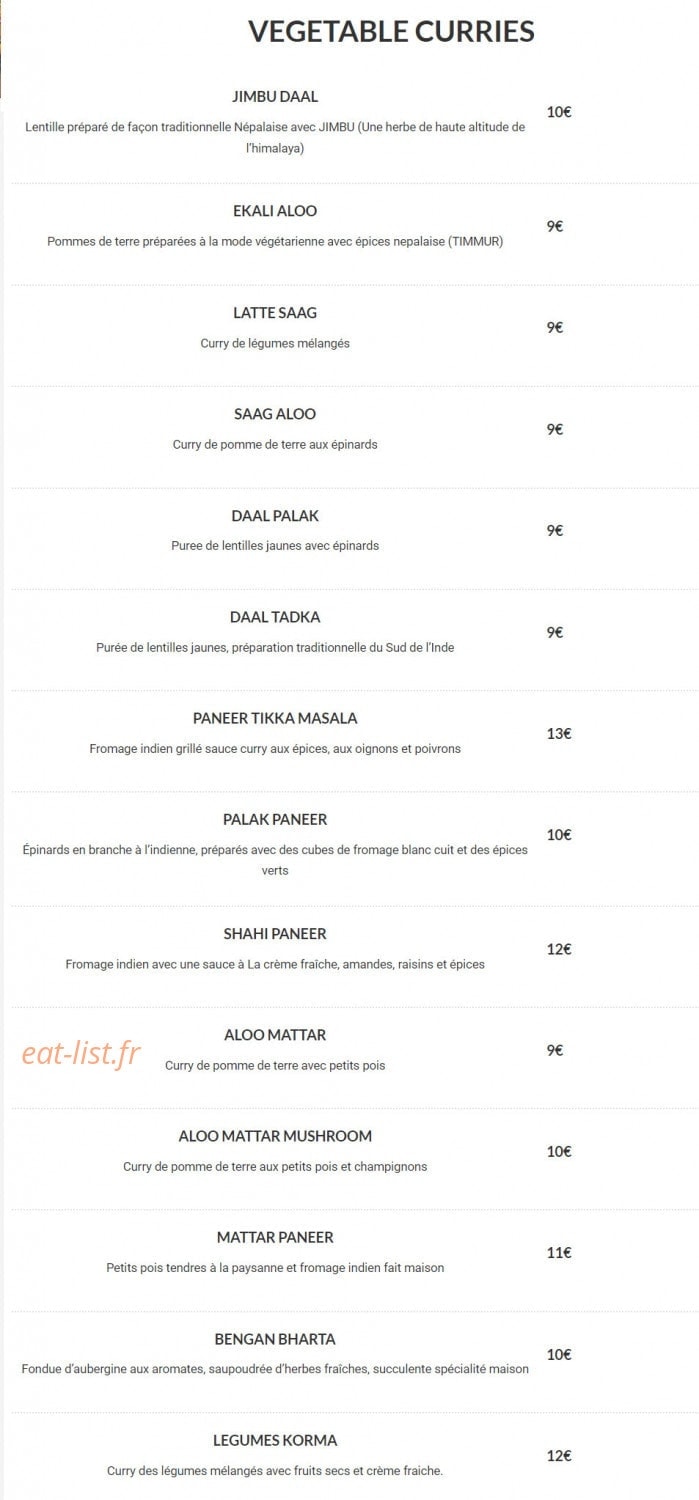 Restaurant Everest — carte page 13