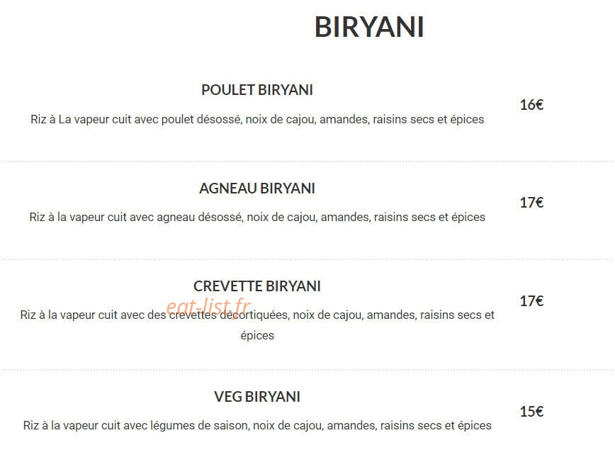 Restaurant Everest — carte page 16
