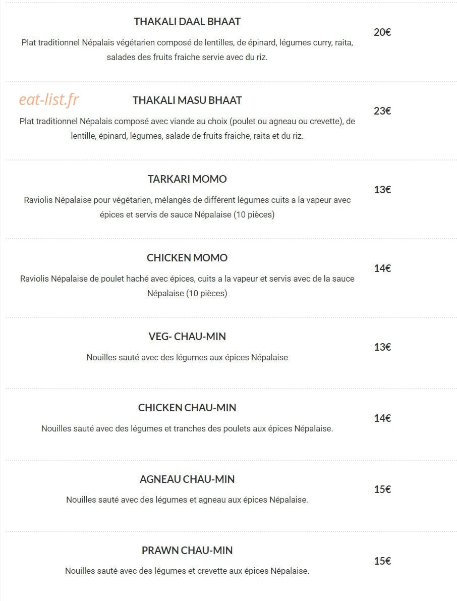 Restaurant Everest — carte page 9