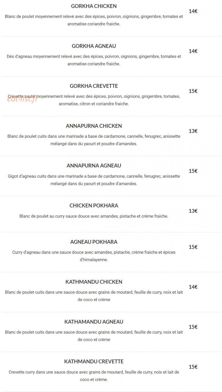Restaurant Everest — carte page 8