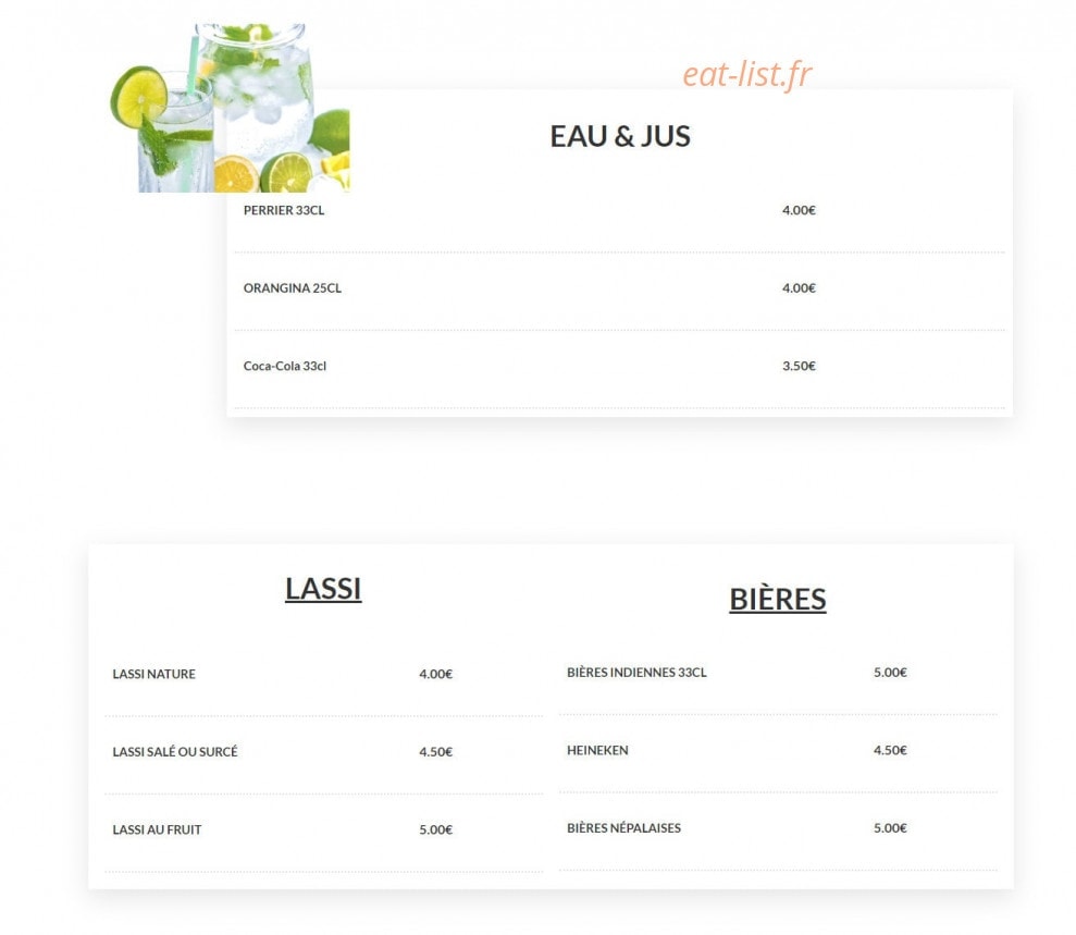 Restaurant Everest — carte page 18