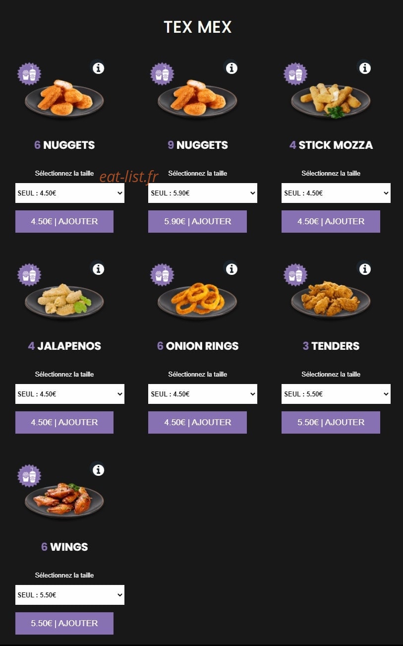 Burger Store — carte page 8