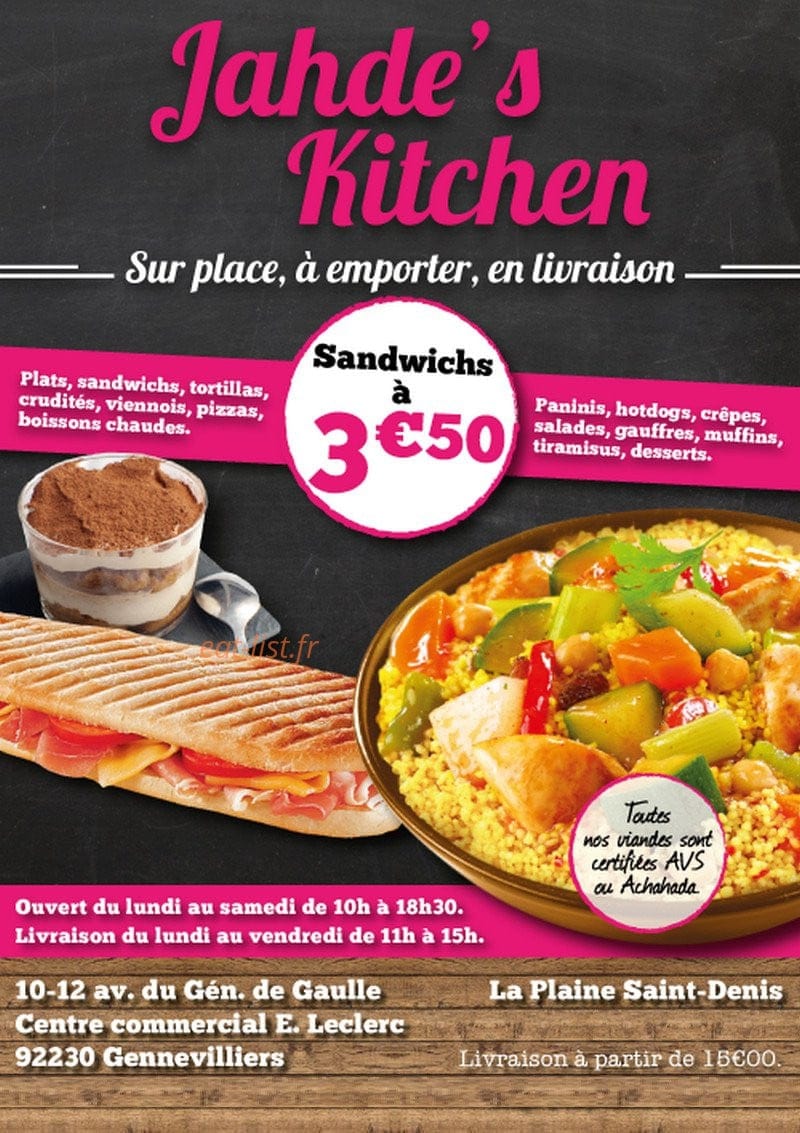 Jahde' s Kitchen — carte page 1