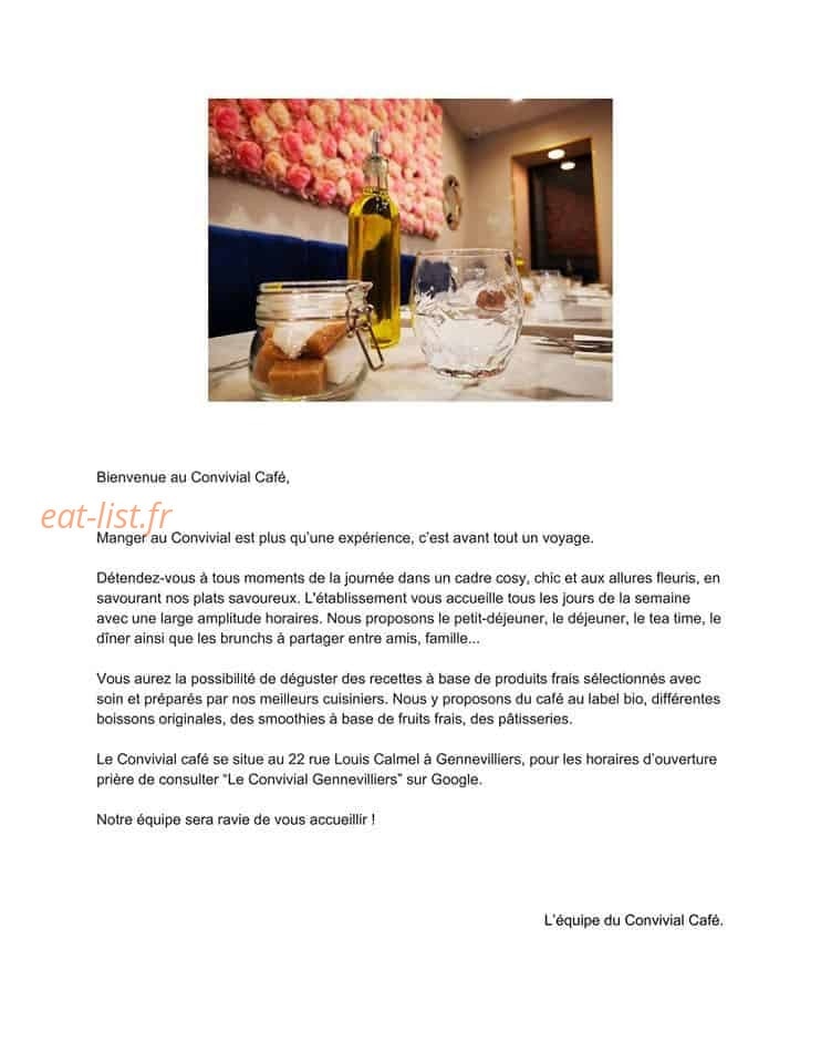 Le Convivial Café — carte page 1