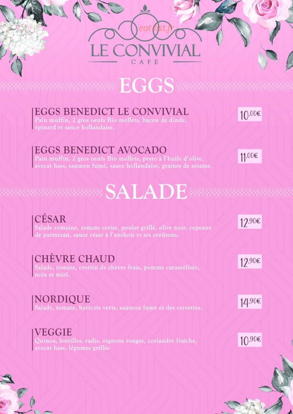 Le Convivial Café — carte page 3