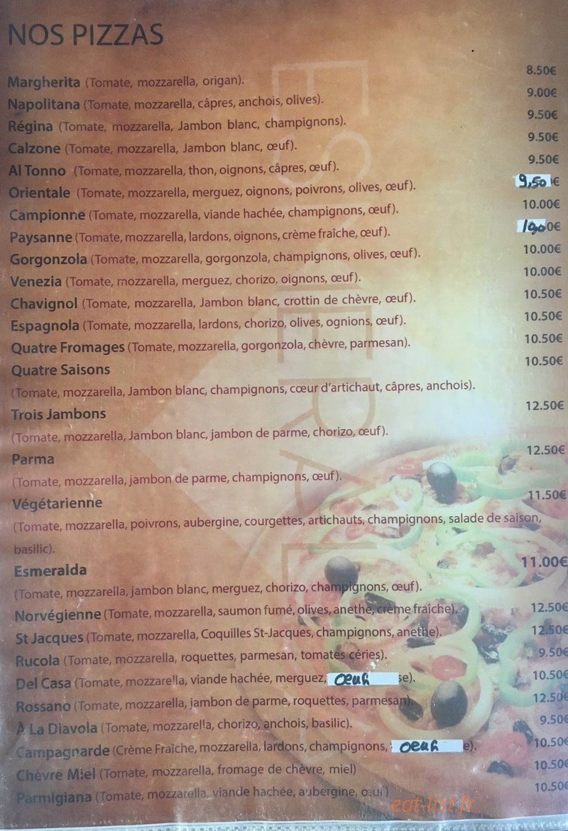 Restaurant Esmeralda — carte page 1