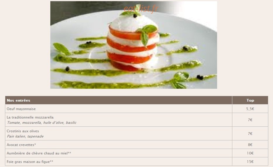 Restaurant l'Alchimiste — carte page 1