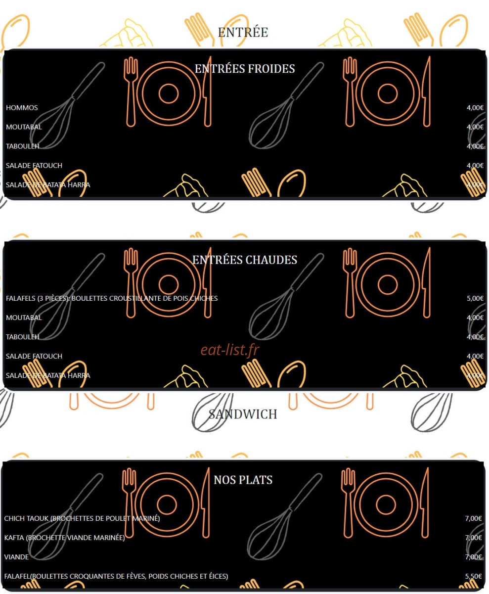 The Beyrouth Kitchen — carte page 1