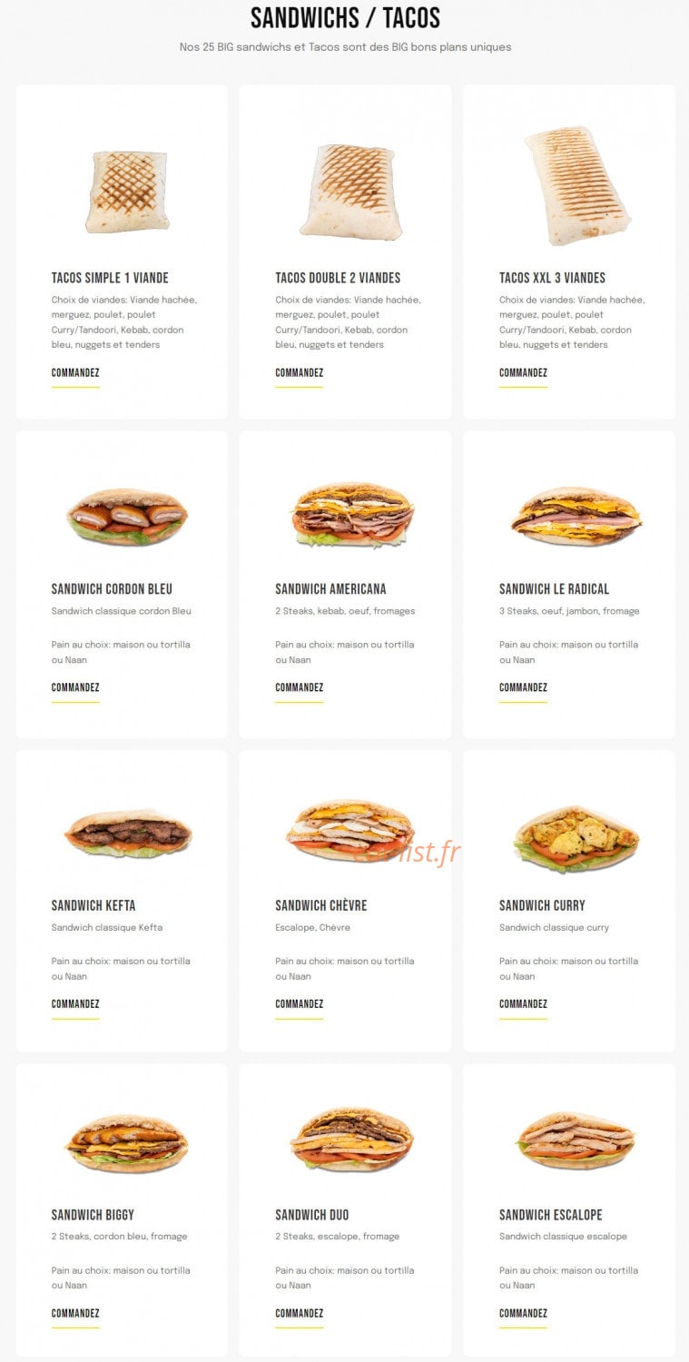 Big Food — carte page 1