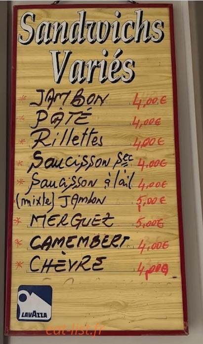 Carte et menu de Brasserie de l'Hôtel de Ville à Malakoff — Les sandwichs