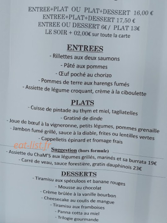 Cham's — carte page 1