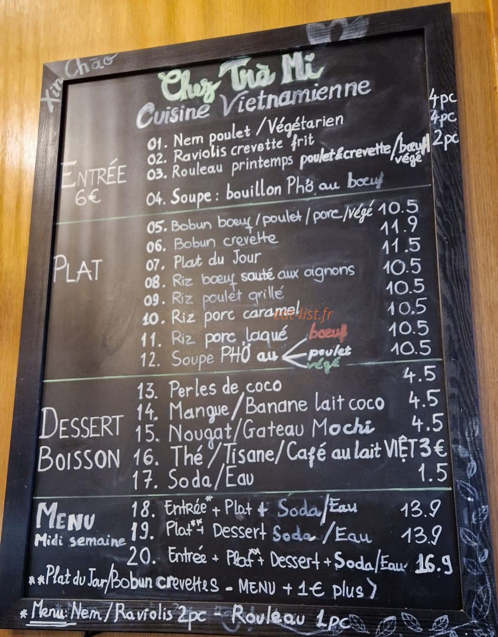 Chez Trà Mi — carte page 1