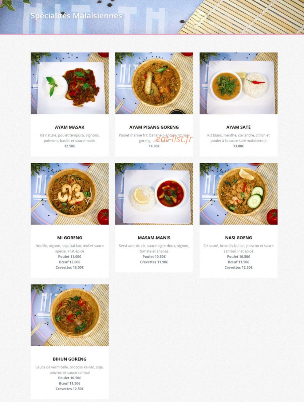 Hit Thaï — carte page 2