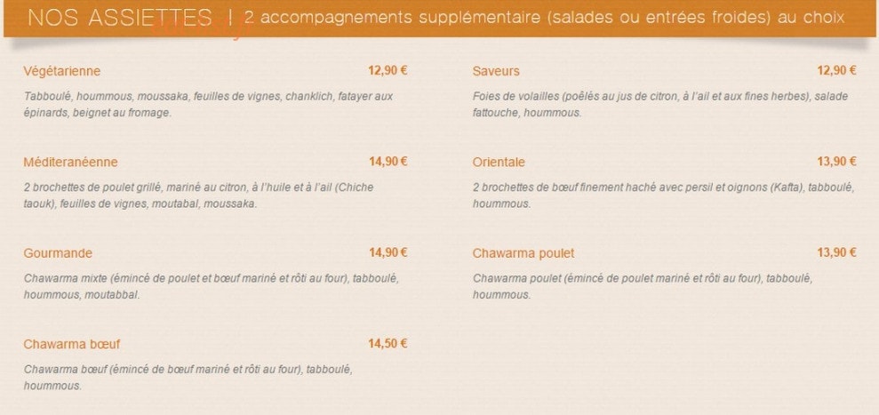 Le Libanais — carte page 11