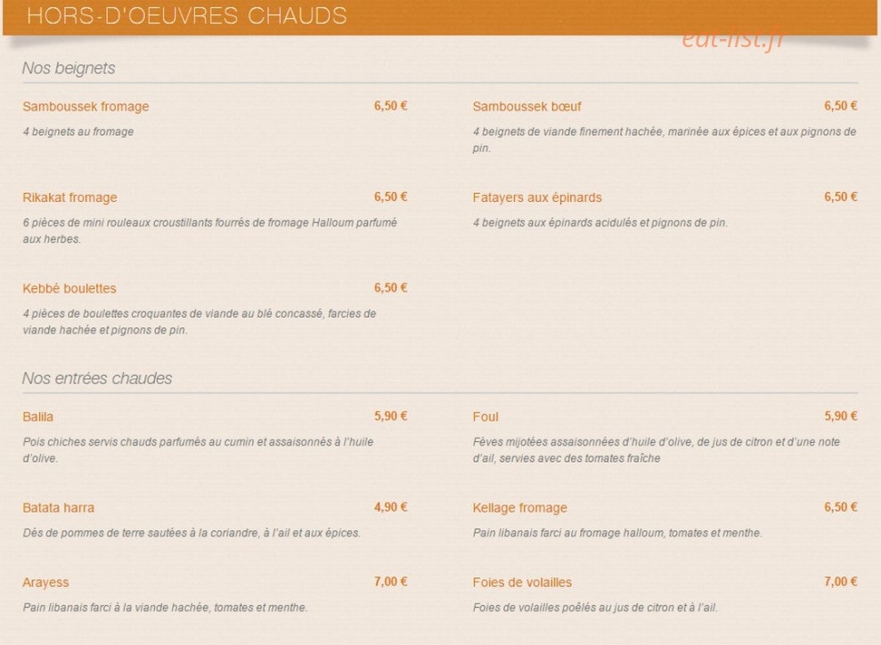 Le Libanais — carte page 9