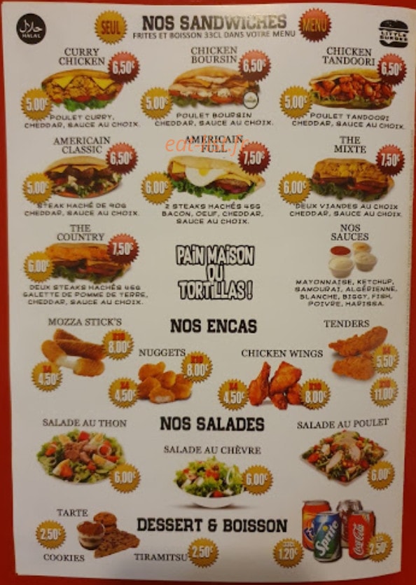 Little Burger — carte page 1