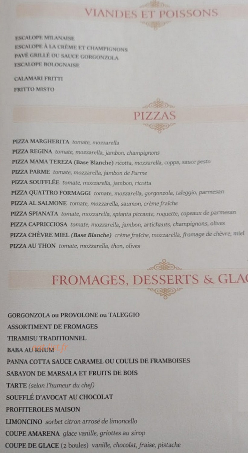 Pizzeria caserta — carte page 1