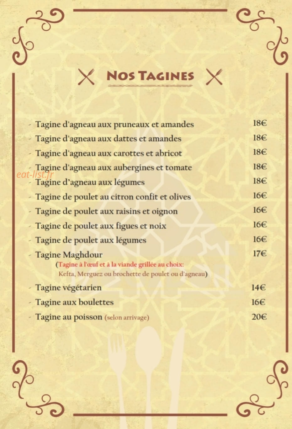 Restaurant Mogador — carte page 3