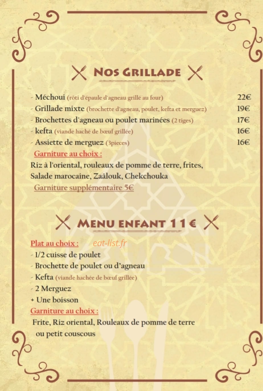 Restaurant Mogador — carte page 5
