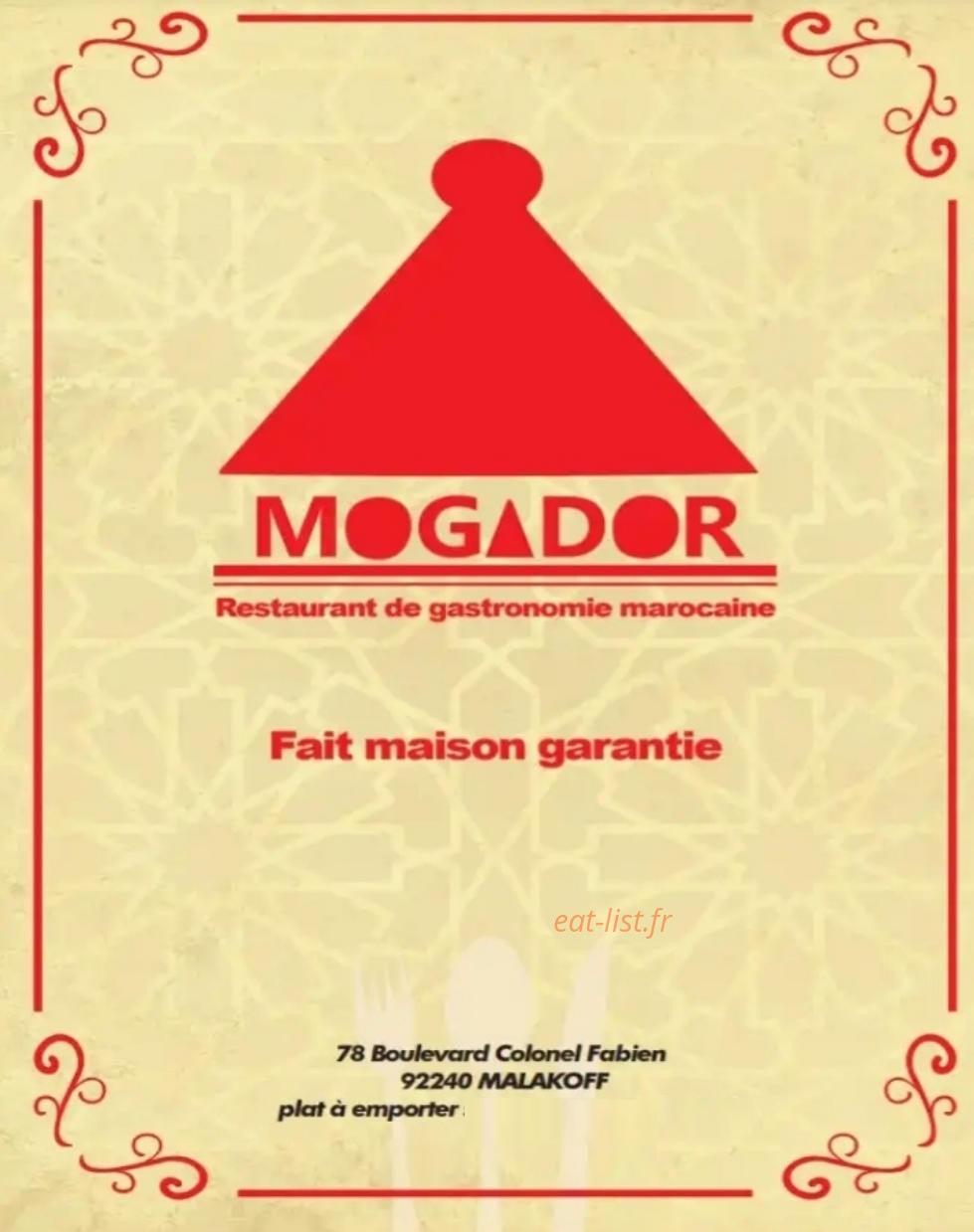 Restaurant Mogador — carte page 1