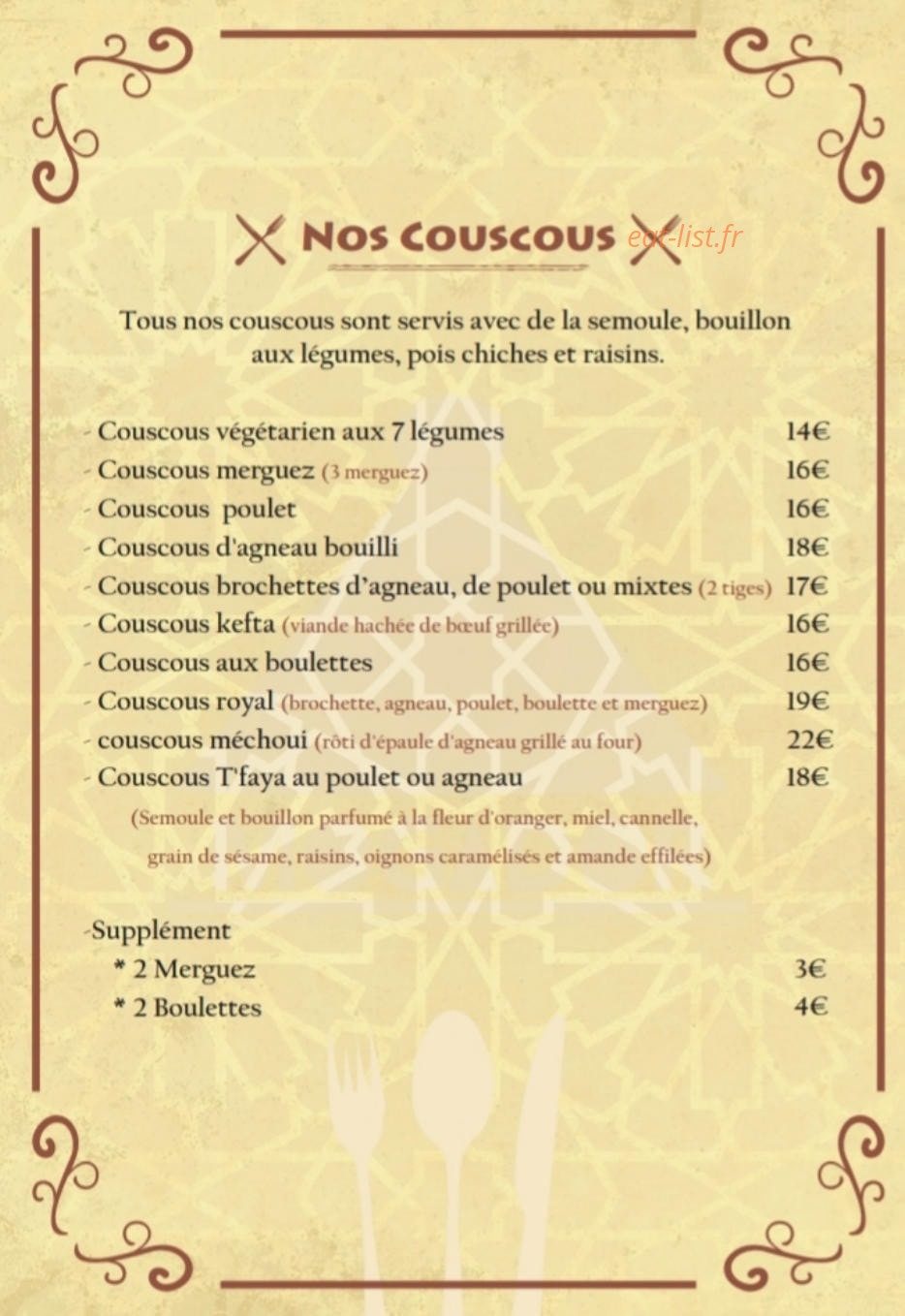 Restaurant Mogador — carte page 4