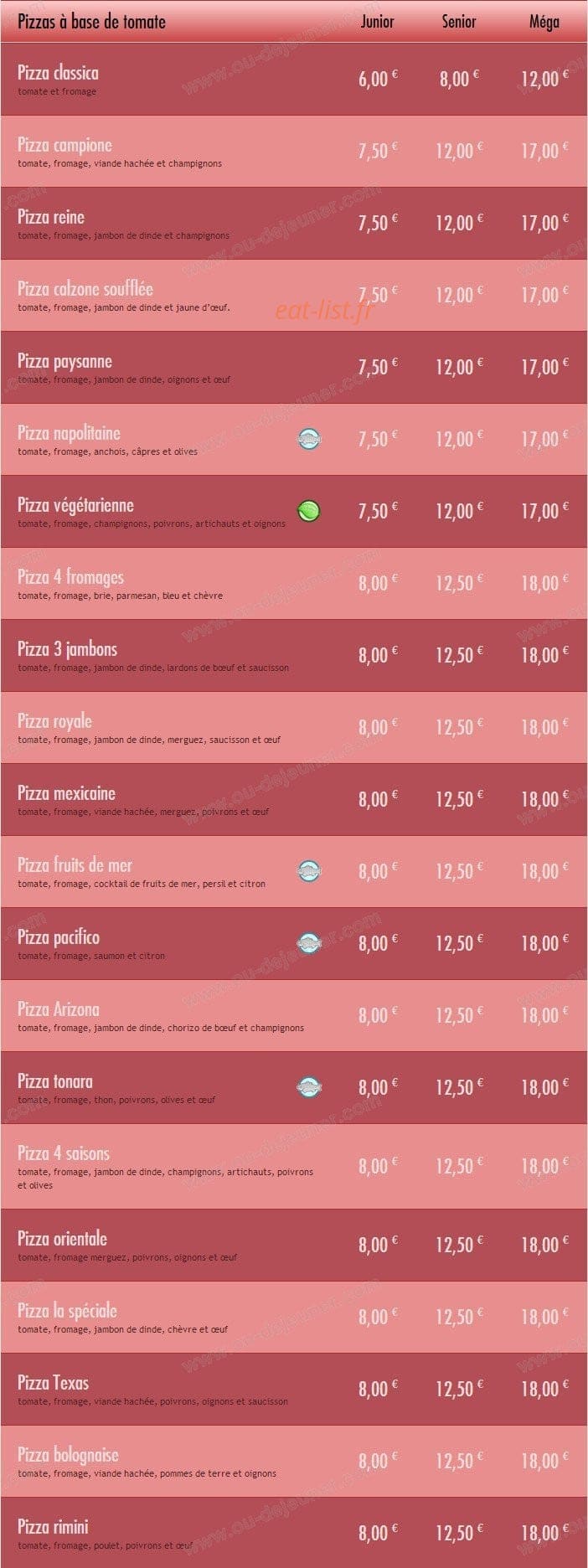 Royal Pizza — carte page 7