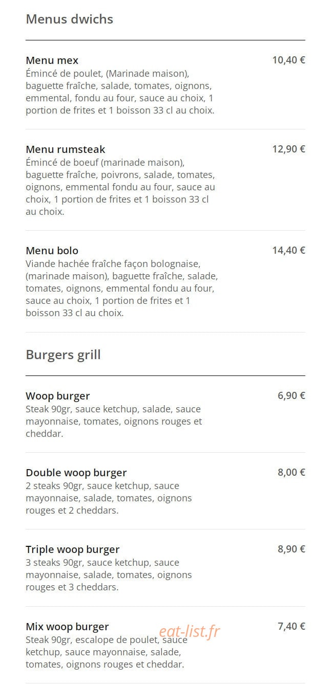 Burger Shop — carte page 4