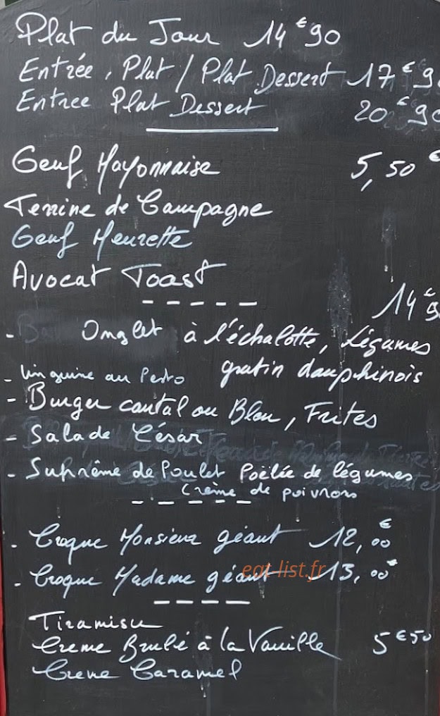 Café Plaisance — carte page 1