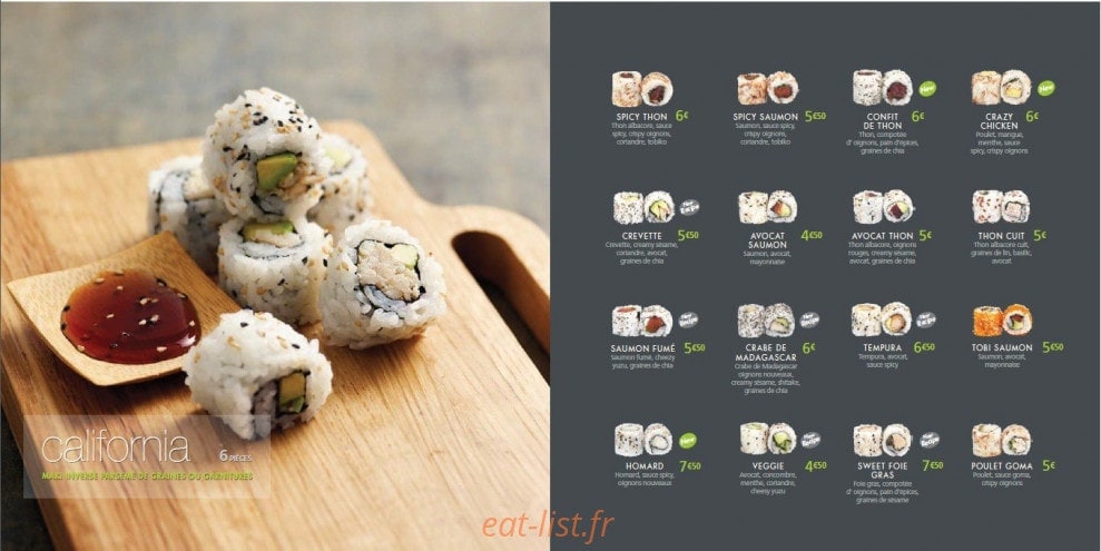 Carte et menu de Côté Sushi à La Garenne Colombes — California