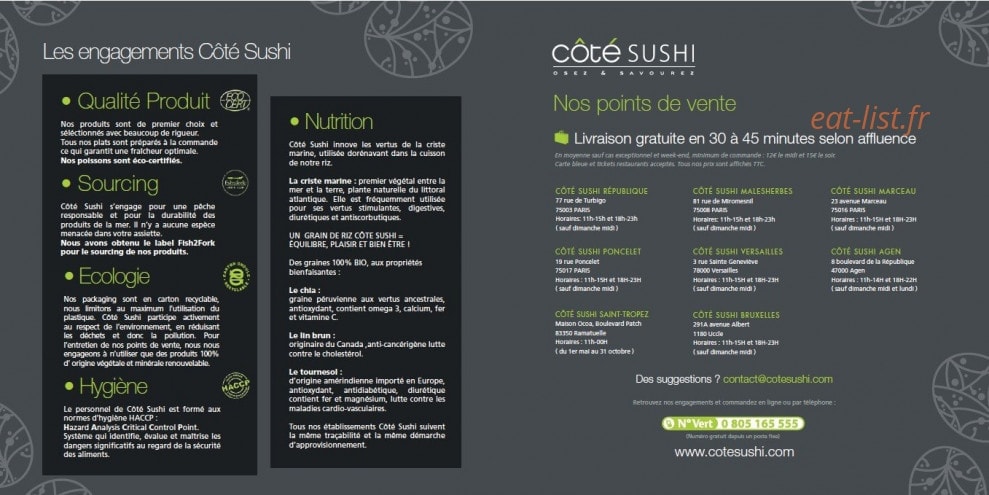 Carte et menu de Côté Sushi à La Garenne Colombes — page 2