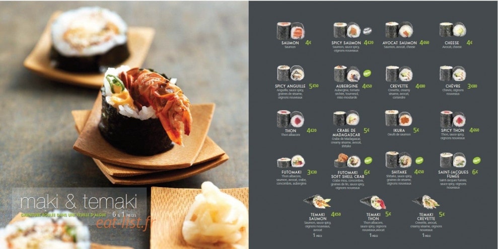 Carte et menu de Côté Sushi à La Garenne Colombes — Maki et temaki