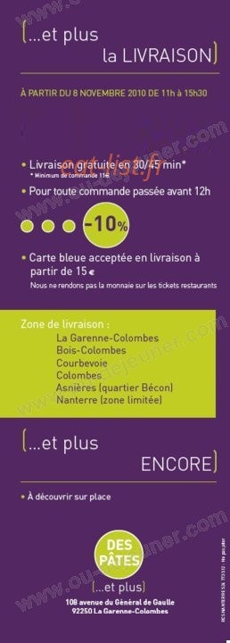 Des Pâtes et Plus — carte page 4
