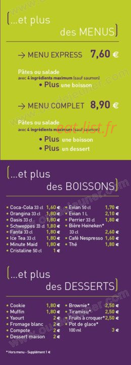 Des Pâtes et Plus — carte page 3