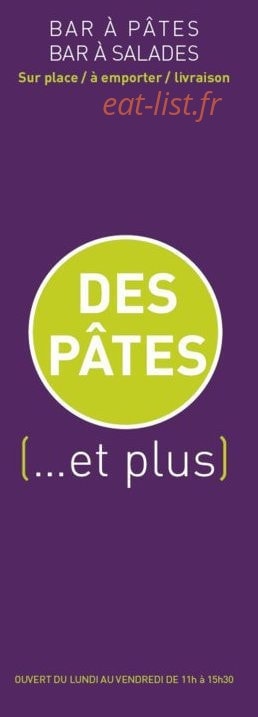 Des Pâtes et Plus — carte page 1