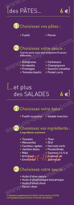 Des Pâtes et Plus — carte page 2