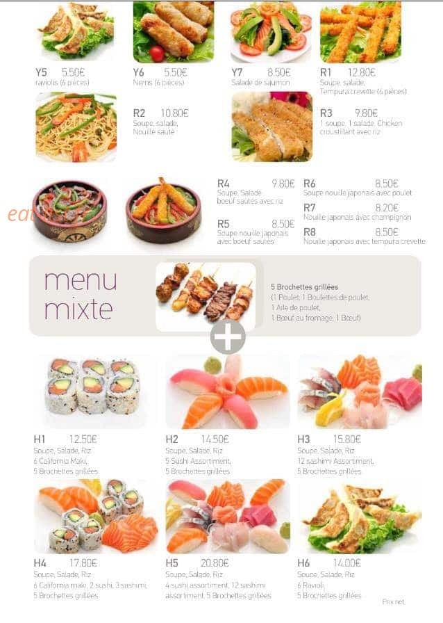 Carte et menu de Eurasia à La Garenne Colombes — menu mixte