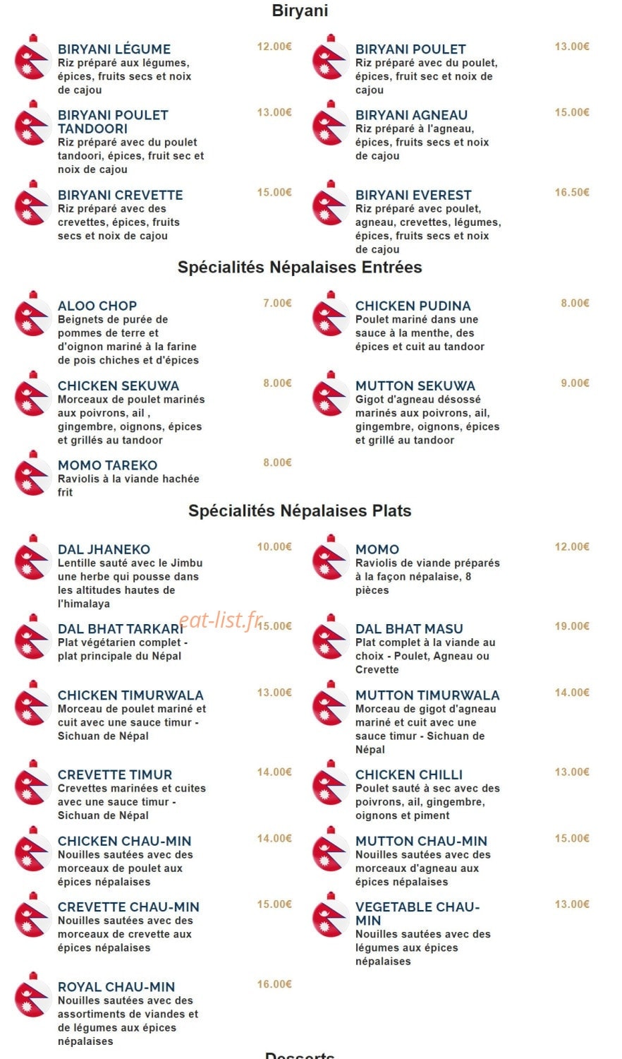 Everest Kitchen — carte page 4