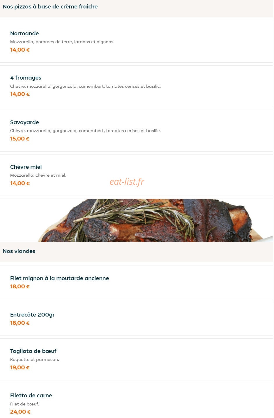 Carte et menu de La bella Italia à La Garenne Colombes — Les pizzas base crème et viandes