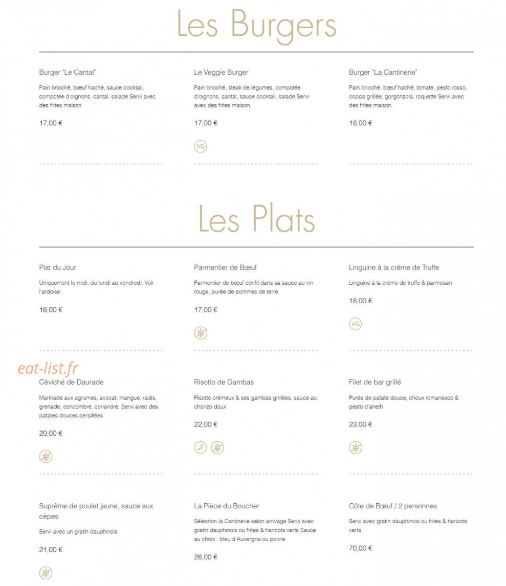 La cantinerie — carte page 2