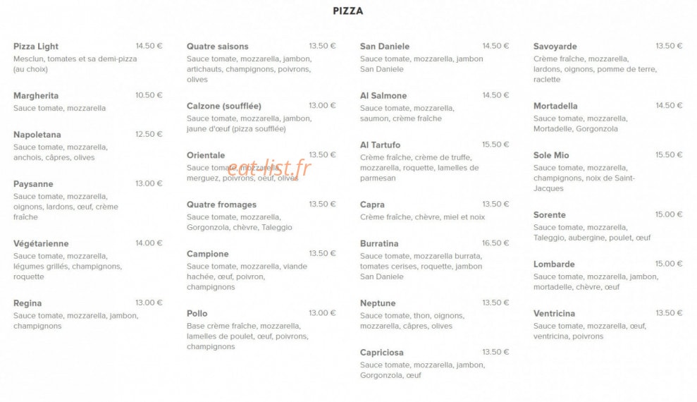 Carte et menu de La Voglia Pazza à La Garenne Colombes — Les pizzas