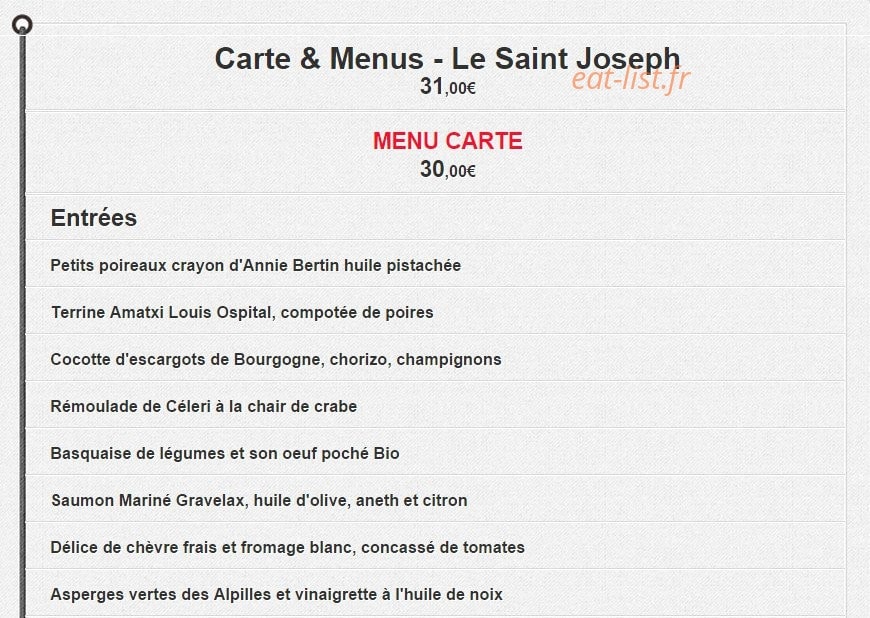 Le Saint Joseph — carte page 1
