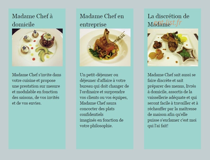 Madame Chef — carte page 1