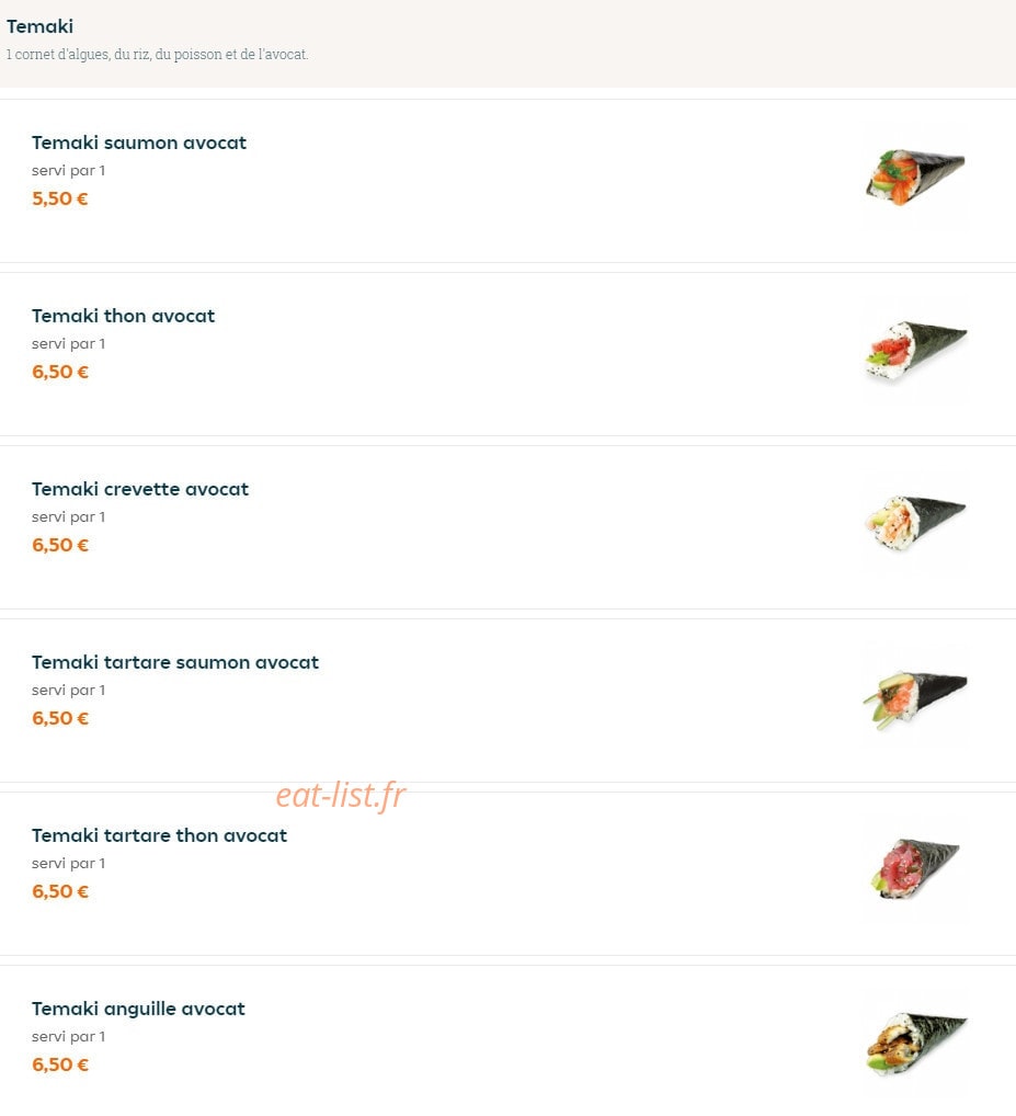 Carte et menu de Nagoya à La Garenne Colombes — Temaki