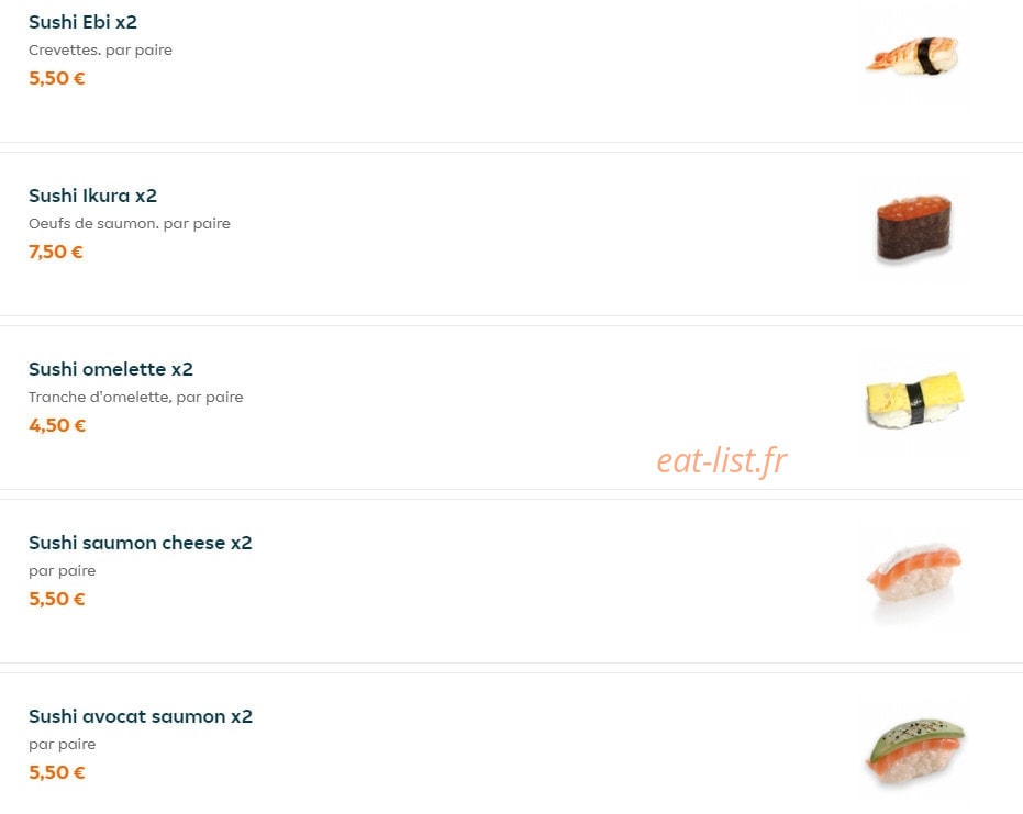 Carte et menu de Nagoya à La Garenne Colombes — Sushi suite