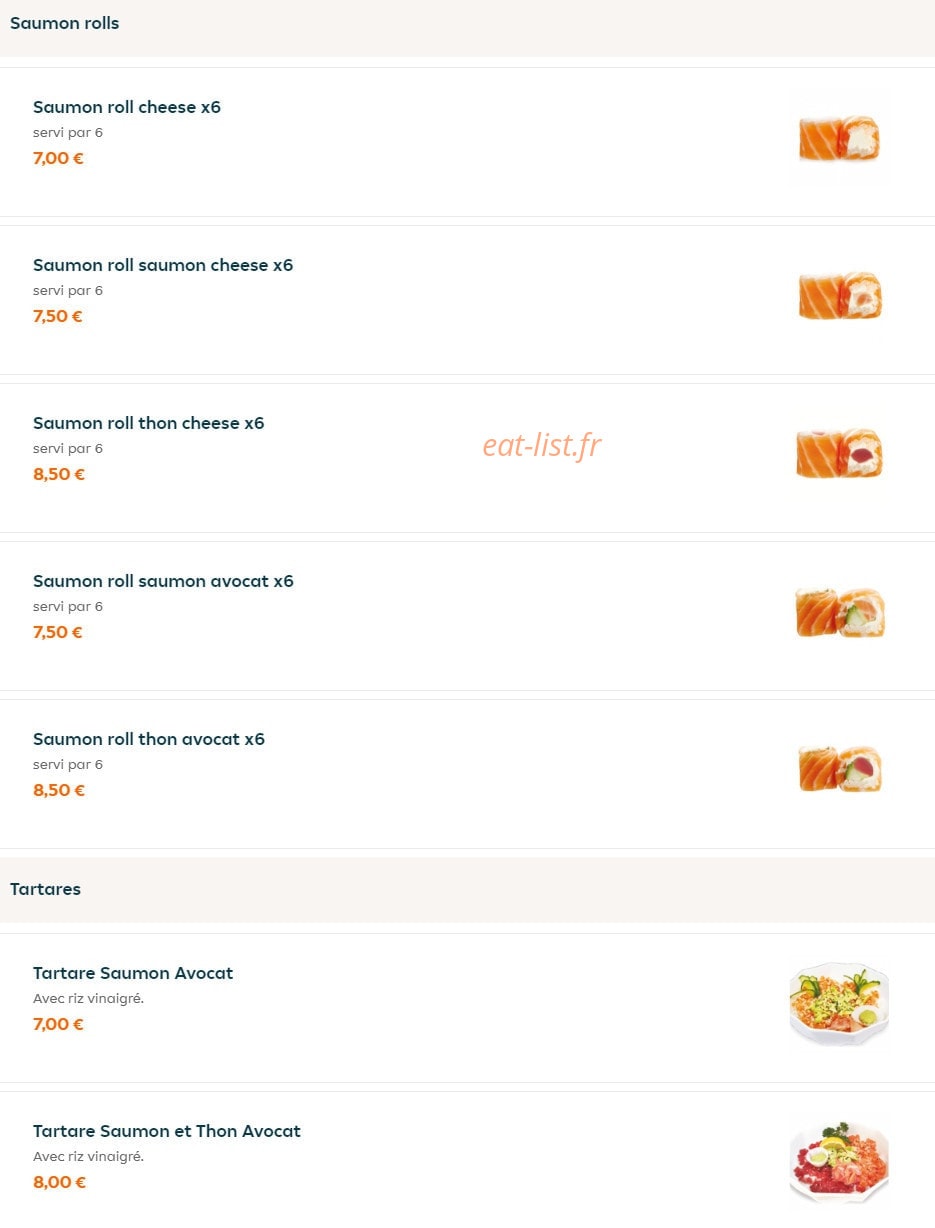 Carte et menu de Nagoya à La Garenne Colombes — Saumon rolls et tartares