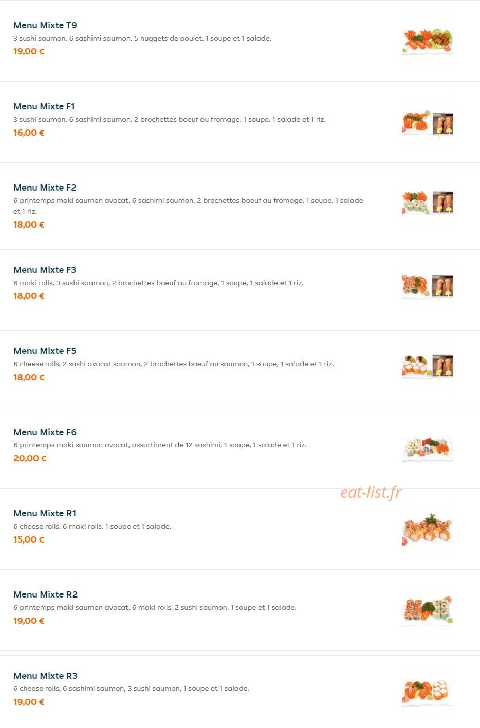 Carte et menu de Nagoya à La Garenne Colombes — Menus mixte page 2